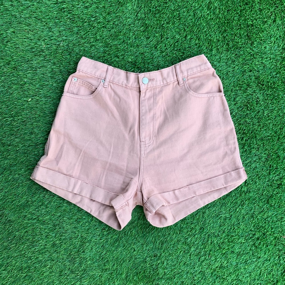 Simon's Salmon Pink Cuffed Denim Shorts